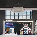 HITACHI Home Appliances Exhibition Display In Modern Hall With Chandelier And Decorative Sculpture